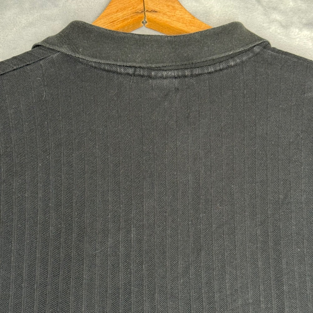 Ralph Lauren Mens XL Black Ribbed V-Neck Short Sleeve Polo Shirt Cotton Vintage - Picture 6 of 6